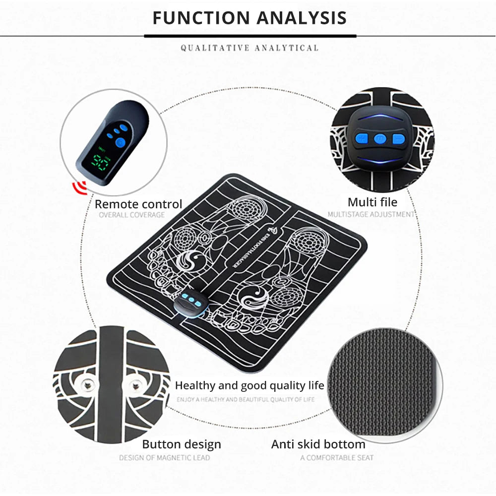 EMS Electric Foot Massager Mat 6 Modes Relieve Pain Muscle Stimulator Blood Circulation vibration Foot Massage Machine Feet SPA